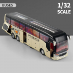 1/32 Elektrinis turistinis žaislinis autobusas, lydinio automobilių modelis, liejinių modeliavimas, metalinis žaislinis verslo autobuso modelis, garsas ir &scaron;viesa, dovana vaikams auksinė