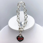 S925 Sterlinginio Sidabro Meilės &Scaron;irdelės Apyrankė, Klasikinis Mados Stilius, Auk&scaron;tos Kokybės Papuo&scaron;alas, Originalas 1:1, Gimtadienio dovana 16cm raudona