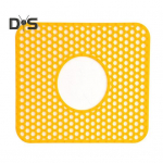 Silikoninis kriauklės kilimėlis su centrinio nutekėjimo kar&scaron;čiui atspariu lanksčiu neslystančiu dizainu, lengvai valomas daugkartinis kriauklės apsauginis kilimėlis citrinos geltonos spalvos