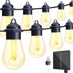 Saulės baterija LED lauko girlianda 49 pėdų 20 lempučių gaublių girlianda vandeniui atspari kiemo ap&scaron;vietimui USB Plug juoda