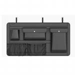 Didelės talpos reguliuojama automobilio laikymo dėžutė, galinė sėdynė, 5 krep&scaron;ių bagažinės laikiklis Daugiafunkcis PU odinis automobilio sėdynės atlo&scaron;o laikiklis su krep&scaron;iu juoda