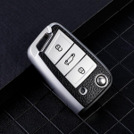 Skirta Volkswagen VW Polo Golf7 MK7 Tiguan, skirta Skoda Octavia Kodiaq Karoq, skirta Seat Ateca automobilio raktų dėklo dangtelio mai&scaron;elio raktų pakabuko apsaugai sidabras
