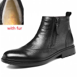 Natūralios odos vyri&scaron;ki batai su užtrauktuku Auk&scaron;ta vir&scaron;ūnė &Scaron;ilti vyri&scaron;ki trumpi batai Bota Masculinas De Couro Bottines Bottes Hommes En Cuir 6.5