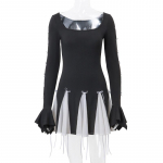 Suvarstoma, lankstoma, moteri&scaron;ka suknelė, sulankstoma, sujungiama Bodycon, mini suknelė Kar&scaron;ta E-Girls High Street plona, ​​miela suknelė Y2k 2024 m. pavasaris L juoda