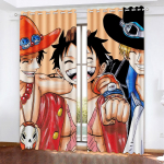 Monkey D Luffy Tamsinanti užuolaida, One Piece, Poliesteris, Animacinis, Tinka miegamajam, Vaikams, Suaugusiems, Kambario dekoravimui, Dovanoms 150x166cm&Grommet Top