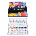24 vnt Akriliniai dažai 12ml Tube Vibrant Colors Dėžutėje supakuotas Safe Kids Akrilinių dažų rinkinys vaikams