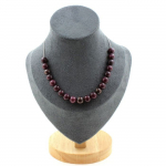Pierres et Min&eacute;raux. Collier 20 perles Grenat 8 mm. Chaine en acier inoxydable Collier femmes, hommes. Taille personnalisable.
