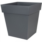 Pot de fleurs Carr&eacute; 50 cm &ndash; EDA - Toscane &ndash; 49,5 x 49,5 x H.52,5 cm - 87 L &ndash; Gris Anthracite pilka