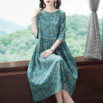2025 m. vasarinė gėlėta didelio dydžio eleganti&scaron;ka moteri&scaron;ka amžių nepaisanti suknelė vidutinio ilgio 4XL 160-180 jin