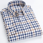 Vyri&scaron;ki standartinio kirpimo ilgomis rankovėmis &bdquo;Micro-Check&ldquo; mar&scaron;kiniai &bdquo;Patch Pocket&ldquo; Ploni, mink&scaron;ta 100 % medvilnė, balta/raudona linija, languotas laisvalaikio universalūs mar&scaron;kiniai L