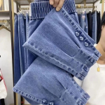 Pavasario ruduo, didelio elastingumo, Moterų Jean Korean Laisvos Tiesios Kulk&scaron;nies Kaubojus Kelnės Moteri&scaron;kos Prailgintos Džinsinės Kelnės Moteris 2XL