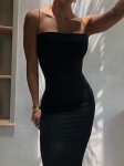 Vasaros juoda seksuali suknelė Moteri&scaron;ka gatvės apranga be rankovių be nugarų, vientisa spagečių juostele Bodycon laisvalaikio klubo apranga Eleganti&scaron;kos vakarėlio suknelės S