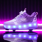 Nauji bėgimo batai su dvigubais ratukais, berniukų ir mergaičių riedučiai gali būti surenkami, variantiniai batai, riedučiai su &scaron;viesomis ir &scaron;viečiantys batai 34