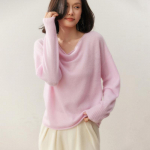 Qinghe 100% Ka&scaron;myro moteri&scaron;kas megztinis - Itin mink&scaron;tas prabangus žieminis megztinis L burnočio rožinė spalva