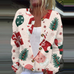 Moteri&scaron;ka spaudinėta ilgomis rankovėmis megzta megztinė pūkinė striukė su sagomis XL rožinė