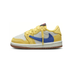 Travis Scott x Air Jordan 1 Retro Low OG SP TD Canary Kūdikio Kedai Geltoni Racer-Blue &Scaron;viesiai Sidabriniai DZ5908-700 23.5