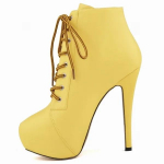 Madingi moteri&scaron;ki ankle boots stiletto aulinukai rudeniui žiemai su apvaliu priekiu, pole dance seksualūs auk&scaron;takulniai bateliai, madingi su užtrauktuku ir rai&scaron;teliais, didelio dydžio moteri&scaron;ki batai 35 geltona