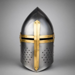 Rankų darbo Viduramžių XIV amžiaus Didysis &scaron;almas Puikiai tinka Renesanso mugei, Cosplay, LARP, Helovino kostiumui Autenti&scaron;ka plieninio &scaron;arvo kopija
