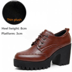 Nauji moteri&scaron;ki bateliai su kulnu Dydis 32-43 Gilus įleidimas Moteri&scaron;ki Oxfords Ruduo Žiema Pūkuoti Stori Auk&scaron;takulniai Batai Platforminiai Bateliai Biurui 42 black