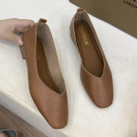 Moteris Eleganti&scaron;kas vasarinis prancūzi&scaron;kas kvadratinis pir&scaron;tas, žalias Mary Janes, mielas laisvalaikio plok&scaron;čias, moteri&scaron;kas retro stiliaus batai žemakulniais mink&scaron;tu padu plok&scaron;čiapadžiu 40 &scaron;okoladas