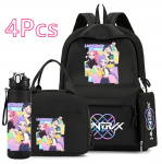 4 vnt./rinkinys Animacinis K-Pop spausdintas 750 ml vandens buteliukas Kuprinė Rankinė Pie&scaron;tukinė paaugliui berniukui mergaitei Mokyklinė kuprinė Didelės talpos Kuprinė Mochila