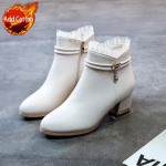 Madingi Rudens Žiemos Eleganti&scaron;ki su Vidutiniu Kulnu Moteri&scaron;ki Trumpi Batai Odiniai Vandeniui Atsparūs Apvaliu Pir&scaron;tu Moteri&scaron;ki Ankle Boots I&scaron;pardavimas Naujiena Ankle Boots 35