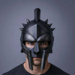 Juodas gladiatoriaus &scaron;almas Romėnų kareivio Maksimo &scaron;almas Viduramžių riterio LARP Cosplay &scaron;arvai Rankų darbo plieninio kario kostiumas