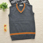Cy Cosplay Kostiumas Magijos Mokykla Hufflepuff Ravenclaw Slytherin Burtininkas V formos i&scaron;kirptės megztinis Uniforma Dryžuotas Medvilninis Be rankovių Megztas S gray