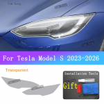 Skirta Tesla Model S -2026 Automobilio Priekiniam Galiniam Žibintui TPU Skaidri &Scaron;arvuota Apsauginė Plėvelė Priekiniam Žibintui Juoda Galinio Žibinto Auksinė Dangtelio Plėvelės F Transparent
