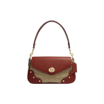Coach Millie 27 Klasikinis monogramos ra&scaron;tas Užsegimas su pasukamu užraktu Signature dengtas drobės ir i&scaron;skirtinės grūdėtos odos rankinė per petį Didelė CE639-IMS4L Gift Box Set (Basic Set+Yellow Box)