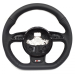 Tinka A4 B8 A3 8V A4 A5 A7 Q3 Q5 Q7 juodomis siūlėmis visas odinis perforuotas plok&scaron;čiu dugnu vairas leather bare wheel juoda