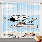 Animacinis Snoopy Užuolaida Vaikams Poliesteris Laimingo &Scaron;uniuko Dekoracija Tinka Miegamajam Vaikų Kambariui Dovanos Tamsinanti Idealiai Tinka W100*H130(CM)-Grommet top&2PCS white