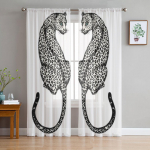 Rankomis pie&scaron;tos leopardo permatomo lango užuolaidos svetainei miegamajam &Scaron;iuolaikinės Voile tiulio užuolaidos Audinio užuolaidos virtuvei 135W x 114H(cm)