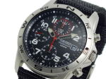 SEIKO vyri&scaron;kas chronografo laikrodis SND399P, takti&scaron;kas juodas ciferblatas, 1/20 sekundės tikslumo kvarcinis, karinis nailoninis dirželis, atsparus vandeniui iki 50 m, originalus JDM gray