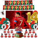 Nauja CR7 Gimtadienio Dekoracija Futbolo Superžvaigždės &Scaron;ventės Reikmenys Futbolo &Scaron;ventės Smulkmenos Staltiesė Lėk&scaron;tė Popierinė Taurė Fonas as the picture showe blue