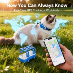 4G GPS Katės &Scaron;uns Seklys Pasaulinis Realaus Laiko Gyvūno Ie&scaron;kiklis su SIM, WiFi Namų Režimu, Geografinės Zonos Įspėjimas, Pamesto Gyvūno Ie&scaron;kiklis, 10+ Dienų Baterija white