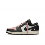 Jordan Air Jordan 1 Atsparūs trinčiai žemi krep&scaron;inio bateliai Moteri&scaron;ki Juodi Balti Rožiniai 553560-081(Team577-) 35.5