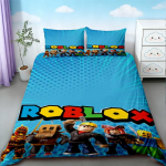 Vaiki&scaron;kas pledo užvalkalas Roblox patalynės komplektas Animacinis antklodės užvalkalas &Scaron;velnus, draugi&scaron;kas odai Miegamojo namų dekoravimui Viengulis EU Single 135x200cm blue