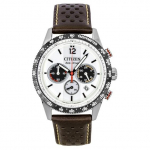 Citizen Eco-Drive Chronograph Analoginis Rudo Odos Dirželis Baltas Ciferblatas Saulės Energija CA4714-04A 100M Vyri&scaron;kas Laikrodis balta