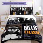 3 vnt. individualizuotas Billie Eilish patalynės komplektas Užsegamas užvalkalas ant antklodės Apima 1 užvalkalą ant antklodės ir 2 užvalkalus pagalvėms Visų sezonų miegamojo dekoras 140cmx200cm