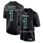 Philadelphia Eagles Retro Juodi Futbolo Mar&scaron;kinėliai Vyri&scaron;ki Hurts 1 Barkley 26 Medvilninė Uniforma Regbio Gerbėjų Apranga XXXL