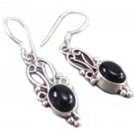 Les Tr&eacute;sors De Lily [G5358] - Boucles Argent 'Heaven' onyx