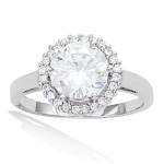 Bague Argent 'Sissi' Blanc argent&eacute; (rhodi&eacute;) - 10 mm
