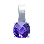 Les Tr&eacute;sors De Lily [J7207] - Pendentif Argent 'Linda' am&eacute;thyste argent&eacute; (rhodi&eacute;) - 6x6 mm