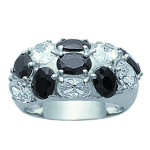 Bague Argent 'Castafiore' noir blanc (rhodi&eacute;) - 10 mm
