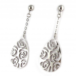 Altesse [K9601] - Boucles acier 'Flora' argent&eacute; (fleur)