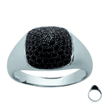 Bague argent 'Sissi' noir argent&eacute; (rhodi&eacute;) - 12x12 mm