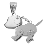 Les Tr&eacute;sors De Lily [N5086] - Pendentif acier 'Robot Chien Articul&eacute;' chrome - 32x23 mm