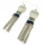 Les Tr&eacute;sors De Lily [N8277] - Boucles Cr&eacute;ateur 'Alta&iuml;' bleu noir argent&eacute; mėlyna