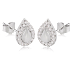 Les Tr&eacute;sors De Lily [Q2950] - Boucles Argent 'Sissi' blanc argent&eacute; (rhodi&eacute;) - 8x6 mm (poires)